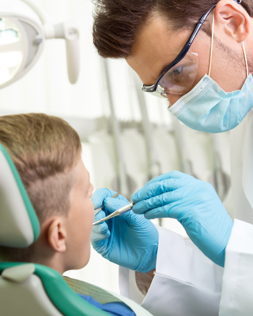 Dentist with patient